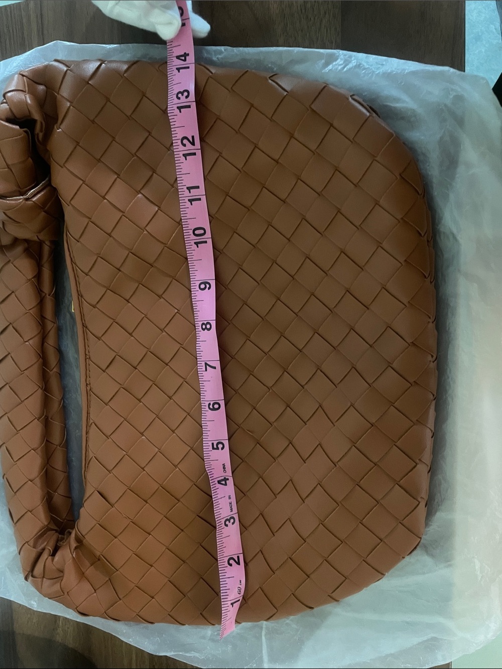 Woven Knot Handle Shoulder Bag - Cognac Brown - Picture 5 of 6